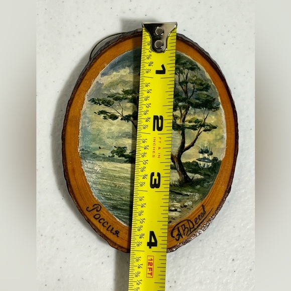 VTG 1994 Hand Painted Wood Slice Poccua Signed ABDeed Ornament Souvenir - Picture 12 of 12